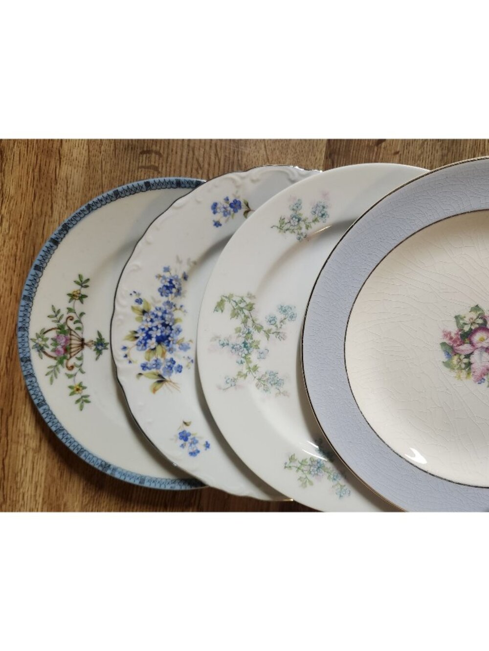 Mismatched Lunch or Salad Plates ~Blues~ Porcelain China Set of 4